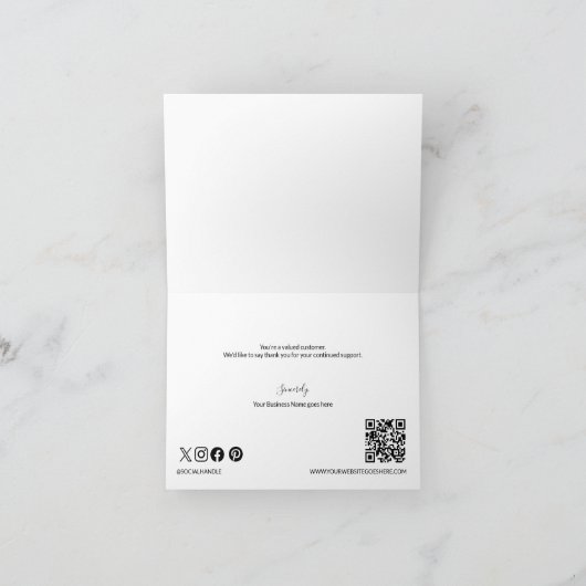 Minimalist Business Custom Logo & QR code social Bedankkaart (Binnen)
