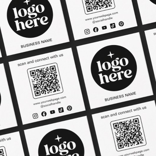 Minimalist Business Logo QR Code Social Media Vierkante Visitekaartje