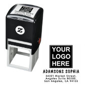 Minimalist Business Name & Address & Logo Zelfinktende Stempel