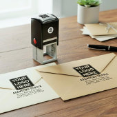 Minimalist Business Name & Address & Logo Zelfinktende Stempel