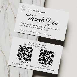 Minimalist Business Thank You with Review QR Code Visitekaartje