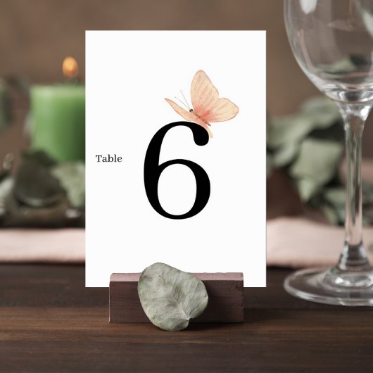 Minimalist Butterfly Wedding Table Number Card Kaart