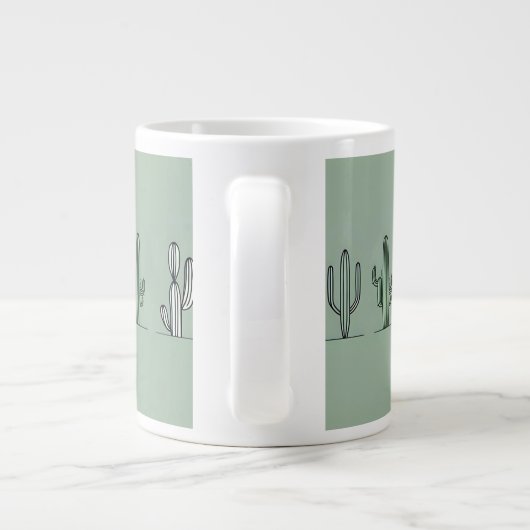 Minimalist Cactus Line Art Mug Grote Koffiekop (Achterkant)