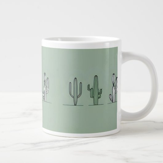 Minimalist Cactus Line Art Mug Grote Koffiekop (Rechts)