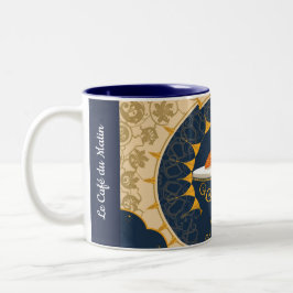 Minimalist Café au Lait French Typography Tweekleurige Koffiemok