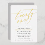 MINIMALIST Calligrafiekeriek 21ste verjaardagsgoud Folie Uitnodiging<br><div class="desc">door kat massard >> https://linktr.ee/simplysweetpaperie <<<<<< A trendy, hand-briefed uitnodigingsontwerp voor uw BIRTHDAY - Ik heb de meeste leeftijden in winkel TIP:: 1. Om grafiek & doopvonten te veranderen/te bewegen en meer tekst toe te voegen - klik de "pas het"knoop aan. - - - - - - - - -...</div>