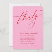 MINIMALIST Calligrafiekeriek 30e partijroze rood Kaart (Voorkant)