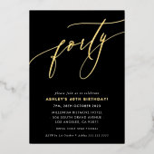 MINIMALIST Calligrafiekeriek 40ste verjaardagsgoud Folie Uitnodiging (Voorkant)