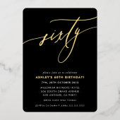 MINIMALIST Calligrafiekeriek 60ste verjaardagsgoud Folie Uitnodiging (Voorkant)