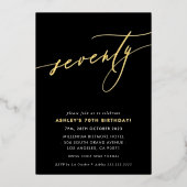 MINIMALIST Calligrafiekeriek 70ste verjaardagsgoud Folie Uitnodiging (Voorkant)