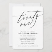 MINIMALIST Calligrafieschets 21ste verjaardag Kaart (Voorkant)