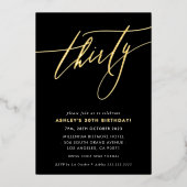 MINIMALIST Calligrafietechiek 30e verjaardag goud Folie Uitnodiging (Voorkant)