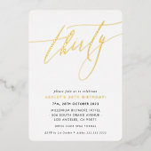 MINIMALIST Calligrafietechiek 30e verjaardag goud Folie Uitnodiging (Voorkant)