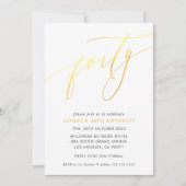MINIMALIST Calligrafietechiek 40e verjaardagsgoud Kaart (Voorkant)