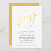 MINIMALIST Calligrafietechiek 40e verjaardagsgoud Kaart (Voorkant / Achterkant)