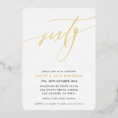 MINIMALIST Calligrafietechiek 60ste verjaardagsgou Folie Uitnodiging (Voorkant)