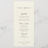 Minimalist Calligraphic Ivory Wedding Menu (Voorkant)