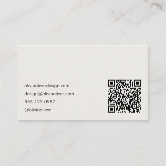 Minimalist Calligraphy Brown Cream Modern QR Code Visitekaartje (Achterkant)