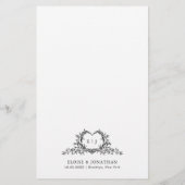 Minimalist Calligraphy Crest monogram Wedding Menu (Achterkant)
