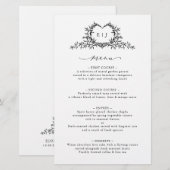 Minimalist Calligraphy Crest monogram Wedding Menu (Voorkant / Achterkant)