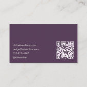 Minimalist Calligraphy Dark Purple Modern QR Code Visitekaartje (Achterkant)