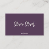 Minimalist Calligraphy Dark Purple Modern QR Code Visitekaartje (Voorkant)