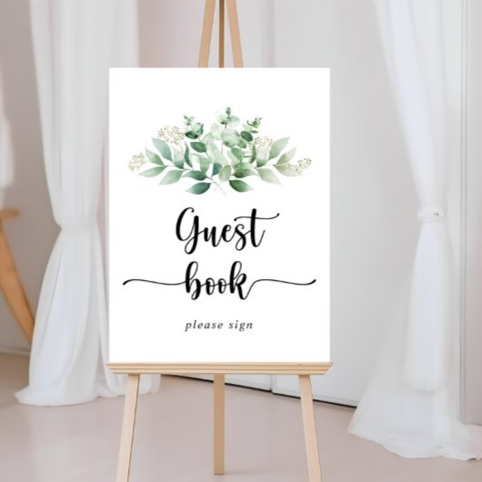 Minimalist Calligraphy Eucalyptus Guest Book Sign Poster
