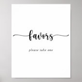 Minimalist Calligraphy Favors Sign Poster (Voorkant)