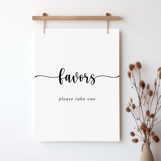 Minimalist Calligraphy Favors Sign Poster