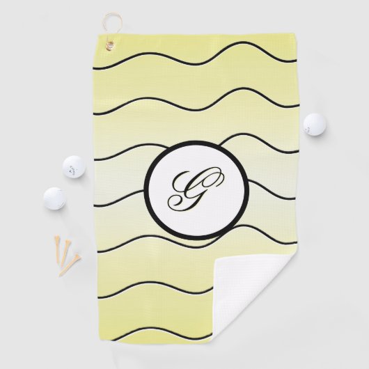 Minimalist Calligraphy Initial Subdued Yellow Golfhanddoek (Insitu)