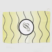 Minimalist Calligraphy Initial Subdued Yellow Golfhanddoek (Horizontaal)