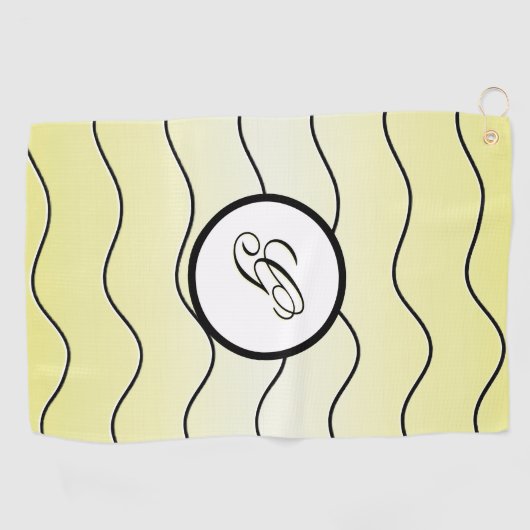 Minimalist Calligraphy Initial Subdued Yellow Golfhanddoek (Horizontaal)