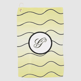 Minimalist Calligraphy Initial Subdued Yellow Golfhanddoek