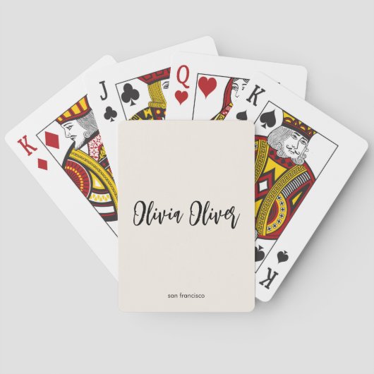 Minimalist Calligraphy Ivory Cream Modern Branding Pokerkaarten (Achterkant)