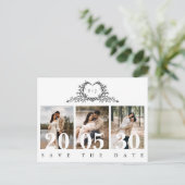 Minimalist Calligraphy monogram Save the Date Briefkaart (Staand voorkant)