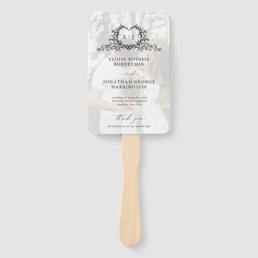 Minimalist Calligraphy monogram Wedding Program Handwaaier (Voorkant)