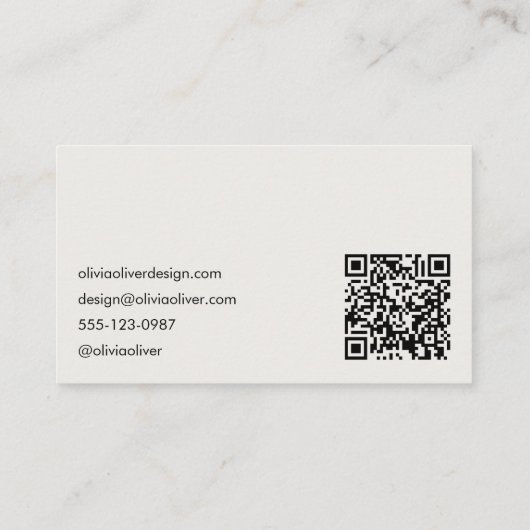 Minimalist Calligraphy Mustard Modern QR Code Visitekaartje (Achterkant)