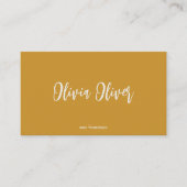 Minimalist Calligraphy Mustard Modern QR Code Visitekaartje (Voorkant)