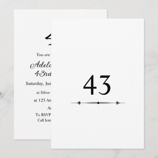 Minimalist calligraphy text birthday party  kaart (Voorkant / Achterkant)