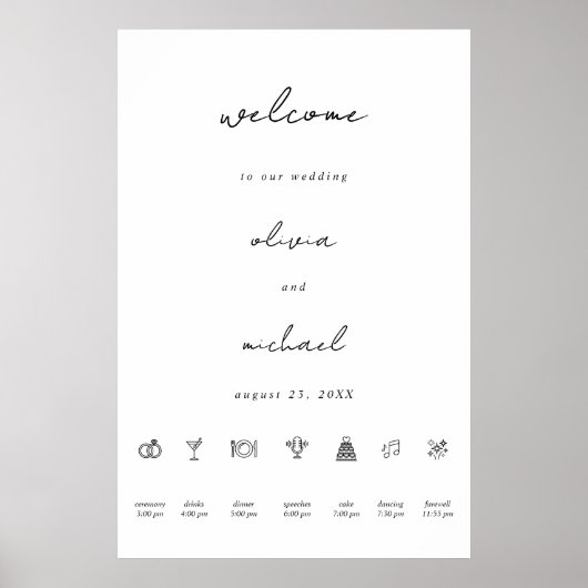 Minimalist Calligraphy Wedding Welcome Poster (Voorkant)
