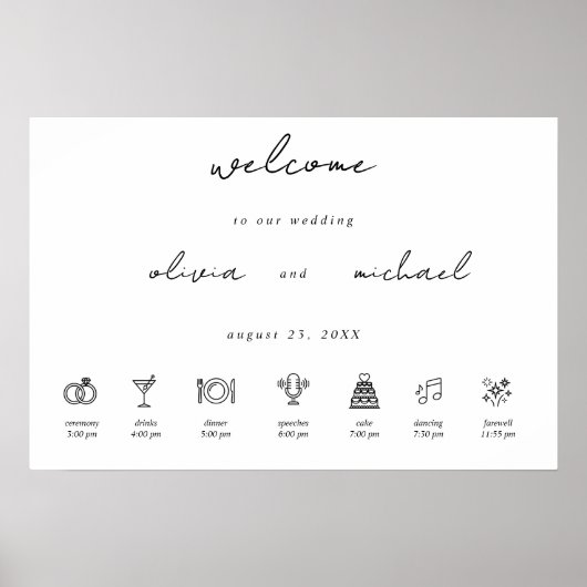 Minimalist Calligraphy Wedding Welcome Poster (Voorkant)