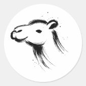 Minimalist Camel Ink Brushstroke Illustration on Ronde Sticker (Voorkant)