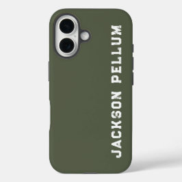 Minimalist Camo Green Monogram Name Case-Mate iPhone 16 Hoesje