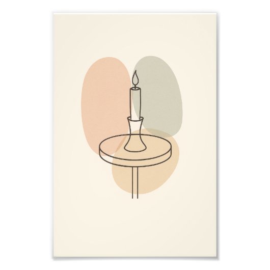 Minimalist Candle Line Art Poster (Voorkant)