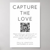Minimalist Capture The Love QR-code Trouwbord Poster (Voorkant)