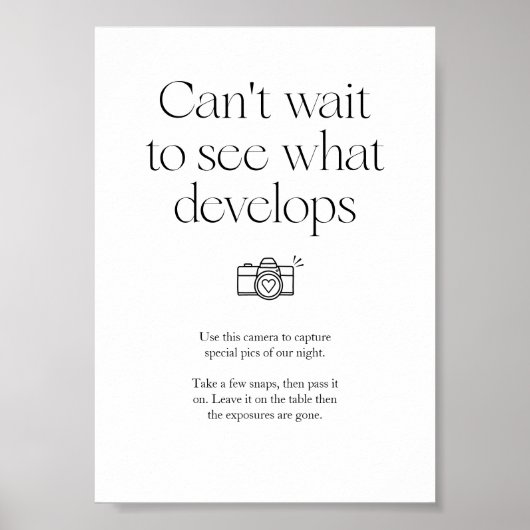 Minimalist Capture the Memories Table Sign Poster (Voorkant)