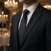 Minimalist Carbon Black Micro-Grid Geometric Stropdas