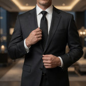 Minimalist Carbon Black Micro-Grid Geometric Stropdas