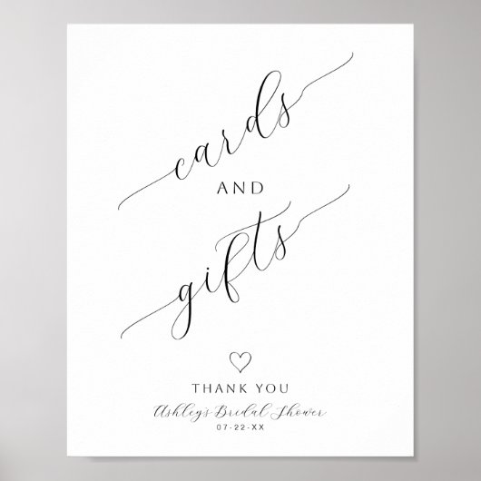 Minimalist Cards and Gifts Bridal Shower Sign Poster (Voorkant)