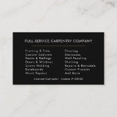 Minimalist Carpenter Black Gold Modern Visitekaartje (Achterkant)